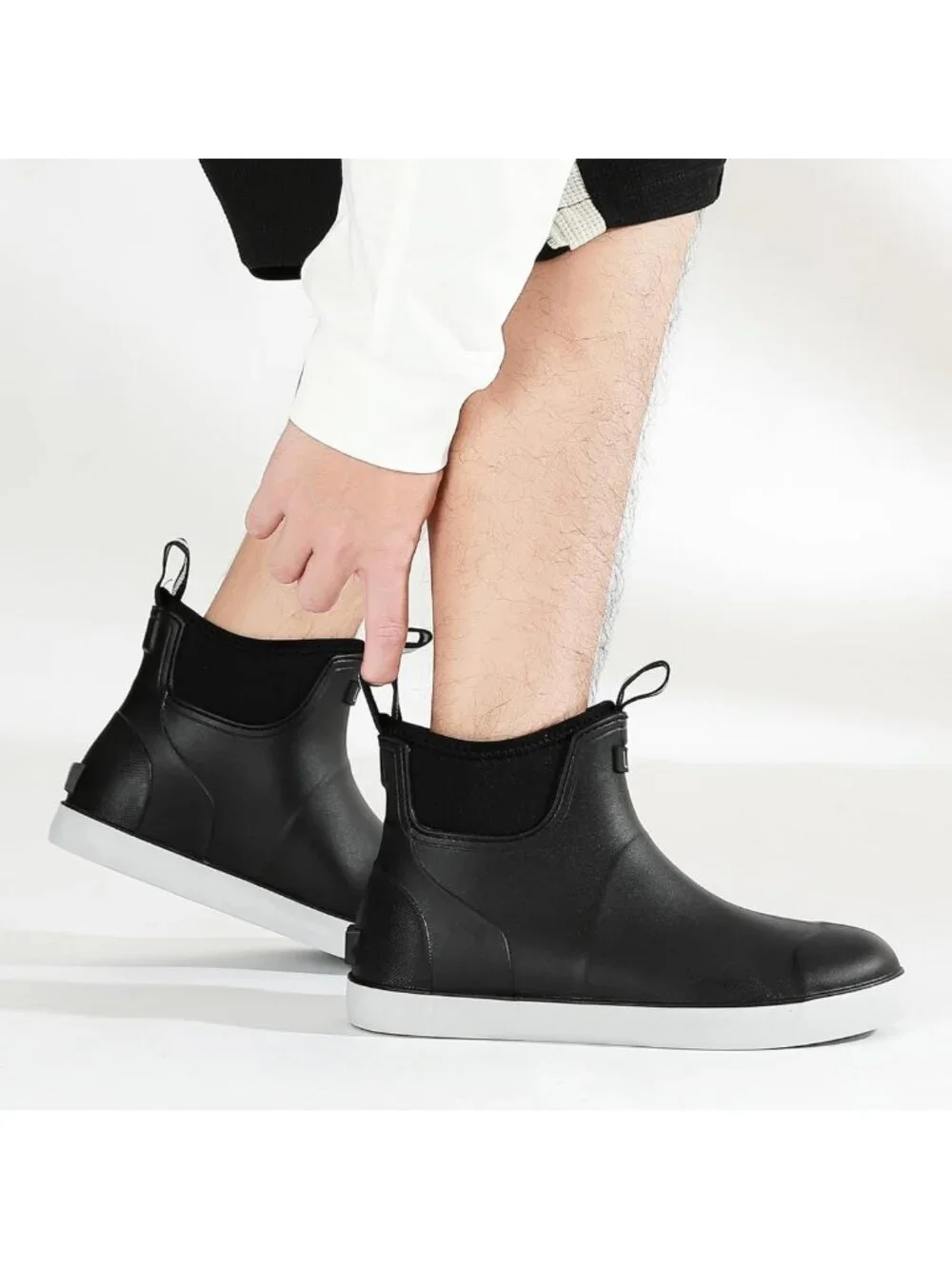 Waterproof Men's Ankle Deck Boots - Anti-Slip Rain & Fishing Shoes for Outdoors